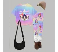 Shein 1 Set de Camiseta de manga corta y leggings con estampado de letra NOVA BEAT en estilo anime lindo y creativo, y efecto tie-dye degradado, para niñas