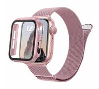 Shein 1 Set de Correa Milanesa de Acero Inoxidable Magnética Fashionable 3 en 1 y Membrana de Estuche, Estuche Protector de Reloj con Doble de Cristales Com