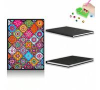 Shein 1 Set de Cuaderno con Cubierta de Diamantes de Pintura de Flor Mandala Delicada, Bordado de Diamante Asimétrico 5D, Cuaderno de Bocetos y Cuaderno Gru