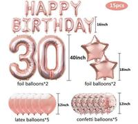 Shein 1 Set de decoración de fiesta de cumpleaños para adultos, globos dorados rosas con número de mylar para 18, 21, 30, 40, 50, 60 años, suministros para