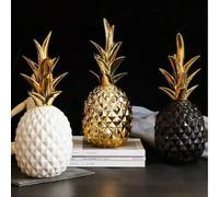 Shein 1 Set de decoración de piña de resina, disponible en elegante dorado, negro clásico y blanco puro. Estos adornos de piña con patrones geométricos pued