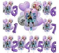 Shein 1 Set de globos decorativos con tema de dibujos animados en color púrpura, adecuado para decoración de fiestas con tema de festival de música K-Pop, d