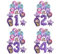 Shein 1 Set de globos decorativos y números en estilo K-Pop morado y cool para fiesta de cumpleaños infantil, decoración de mesa de pastel de bautizo, sumin