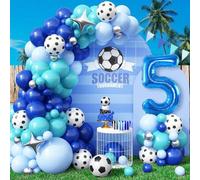 Shein 1 set de globos numerados de 32 pulgadas con temática de fútbol (5, 6, 7, 8, 9, 10, 11, 13 o edades), globos azul marino adecuados para partidos depor