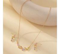Shein 1 Set de joyas de mujer de aleación de cobre con cristales artificiales de ojo de caballo y forma de hoja de colores, diseño elegante apto para uso di
