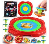Shein 1 Set de Juguete Trompo Giratorio, Incluye 5 Trompos Giratorios de 5 Capas con 5 Lanzadores - Juguete de Competencia Familiar y de Amigos, Regalo para
