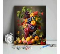 Shein 1 Set de kit de pintura por números con tema de frutas (sin marco), regalo de cumpleaños, rompecabezas educativo, sin habilidades de dibujo requeridas