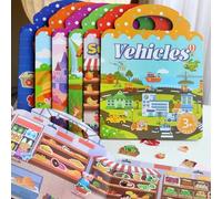 Shein 1 Set de libro de actividades con pegatinas de gel de jalea, artículo de educación temprana popular, hecho de papel, set de libro de pegatinas portáti