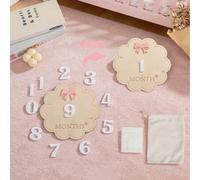 Shein 1 Set de Marcadores de Hitos Mensuales para Bebés de Doble Cara, Discos Mensuales para Bebés de 1-12 Meses, Cartel "Hola Mundo" para Recién Nacidos, A