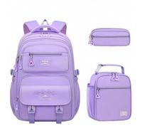 Shein 1 Set de mochila con diseño de letras de unicolor, diseño de apertura de refrigerador de 180°, cierre de doble cremallera, mochila de gran capacidad y