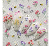 Shein 1 Set de Pegatinas de Arte de Uñas con Tema Floral de Primavera/Verano, con Varias Flores en Floración, Margaritas y Patrones Florales con Ramas, Adec