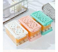 Shein 1 Set de Plato de jabón de acero inoxidable con resorte doble en color verde menta/rosa millenial, caja de almacenamiento ahorradora de espacio tipo p