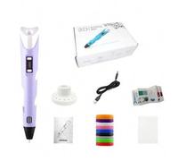 Shein 1 Set de Pluma 3D Morada, con filamentos de PLA de 9 colores y soporte para pluma de impresión 3D, album de pintura, cable USB, sin adaptador incluido