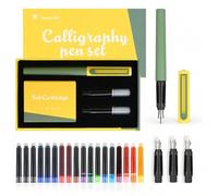 Shein 1 Set de Pluma Caligráfica - 3 Tamaños de Punta Diferentes y 18 Cartuchos de Tinta Variados, para Práctica de Caligrafía, Escritura, Escritura de Cart
