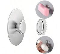 Shein 1 Set de Soporte magnético de acero inoxidable para jabón, montado en la pared sin perforar, estante de drenaje montado en la pared, gancho para decor