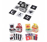 Shein 1 Set de Tarjetas de Estimulación Visual y Cognitiva Montessori de Tela para Bebés en Negro y Blanco/Negro y Rojo/Multicolor, 36 Patrones en Varios Co
