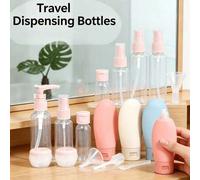 Shein 1 Set de Viaje con Múltiples Piezas, Incluyendo Botellas Vacías para Crema, Gel de Baño y Loción, Botellas de Cosméticos Vacías, Portátil y a Prueba d