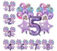 Shein 1 Set Decoraciones de fiesta de cumpleaños para niños con tema de música K-Pop morado, incluye bolas de lentejuelas y globos con números, adecuado par