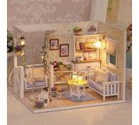 Shein 1 Set Kit de Casa Miniatura DIY, Incluye Muebles, Set de Construcción de Casa Miniatura, Artesanía de Madera DIY, Juego de Accesorios de Habitación Mi