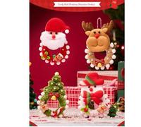 Shein 1 Set Kit de manualidades de adornos colgantes navideños con ataduras retorcidas y cadenas con cuentas, decoraciones de fieltro de Papá Noel, árbol de