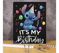 Shein 1 Set Kit de pintura al óleo digital DIY con tema de Stitch, artesanía artística para adultos, set de pintura al óleo sin marco para decoración de dor