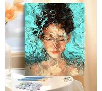 Shein 1 Set Kit de Pintura al Óleo Digital DIY, Tema de Arte Submarino, Manualidad para Adultos, Decoración de Pintura de Arte sin Marco para Dormitorio y P