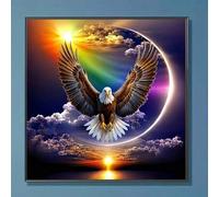 Shein 1 Set Kit de Pintura de Diamantes 5D - Águila con Halo Arcoíris 3D, Brillo Dorado Volador con Alas Arcoíris, Adecuado para Adultos y Principiantes, Ju