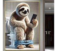 Shein 1 Set Kit de Pintura de Diamantes 5D, Tema de Animales Perezosos Divertidos, Bordado Hecho a Mano con Taladro Completo, Adecuado para Adultos Principi