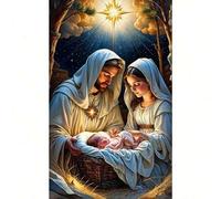 Shein 1 set Kit de pintura de diamantes de Jesús y la Virgen María sin marco, kit de arte de diamantes DIY, pintura de arte de diamantes para regalo, decora