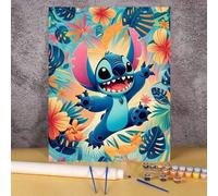 Shein 1 Set Kit de pintura digital al óleo con tema de plantas tropicales de Stitch, manualidades para adultos, juego de pintura al óleo sin marco para deco