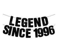 Shein 1 Set "La leyenda comenzó en 1996" - Pancarta de brillo negro, decoración de 30th cumpleaños, unisex, divertida decoración de regalo de 30th cumpleaño