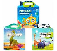 Shein 1 Set Libro reutilizable de pegatinas para niños pequeños de 2 a 4 años, juguetes de viaje con tema de océano, zoológico y dinosaurios, libro tranquil