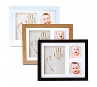 Shein 1 Set Marco de fotos con 3 marcos para imprimir las huellas de las manos y los pies del bebé - Marco de recuerdo con impresión de arcilla, marco conme