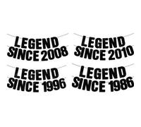 Shein 1 Set Negro con brillo "Leyenda desde 2010/2008/1996/1986" Guirnalda de letras DIY para fiesta de cumpleaños - Pancarta con números brillantes 16/18/3