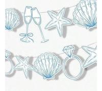 Shein 1 set Pancarta "Last Toast On The Coast" de color azul para decoración de fiesta de despedida de soltera o boda en la playa, con conchas marinas, copa