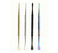 Shein 1 Set Premium de Cuchara Doble de Acero Inoxidable y Titanio + Limpiador de Pipa - Herramienta Multifuncional para Apisonar y Tallar Cera, Regalo Dive