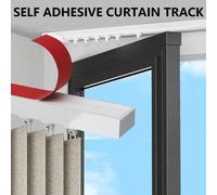 Shein 1 Set Sistema de riel autoadhesivo para cortinas de techo o pared (con ganchos en S de metal) - Se puede conectar a cualquier longitud, sin necesidad