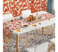Shein 1 set Tapete de mesa de otoño con hojas de arce, Tapete de mesa de Acción de Gracias de 13x72 pulgadas con decoración de encaje naranja, decoración de
