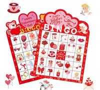 Shein 1 Set, Tarjetas de Bingo del Día de San Valentín, Adecuado para 24 Jugadores, Juegos de Fiesta del Día de San Valentín, Actividades Familiares en Inte