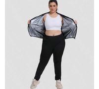 Shein 1 Set Traje de Sauna para Mujer para Pérdida de Peso, Sudadera y Pantalón, Conjunto de Ropa de Gimnasio, Trajes de Sudoración Talla Grande, Negro, Pri