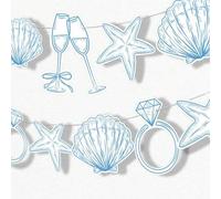 Shein 1 Set, Última llamada Guirnalda DIY Banner para decoración de fiesta nupcial en la playa, incluye 15 dijes (concha marina, copa de champán, forma de a