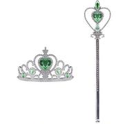 Shein 1 set Vincha y Varita con decoración de corazones de hielo Frozen para niños, 2 piezas, con decoración de cristales, accesorios para fiesta festiva