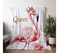 Shein 1 Stk. Gemütliche Flanelldecke mit Königlichem Rosa Flamingo & Krone Druck â Weich, Warm und mit Lebendigem Design für Sofa, Bett, Auto, Büro, C