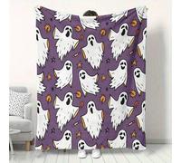 Shein 1 Stk. Halloween Spaà Geist Ahornmuster Bedruckte Decke, Bequeme und Weiche Flanell Kleine Wurfdecke für die Familie, Geeignet für Sofa, Bett, Mehr