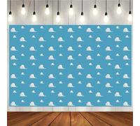 Shein 1 Tela de fondo fotográfico con tema de historia de héroe, cielo azul de dibujos animados y nubes blancas, pancarta para fiesta de cumpleaños, decorac