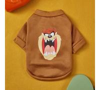 Shein 1 Traje de mascota grueso y cálido para otoño e invierno con estampado de cara de demonio, sin sombrero, color marrón