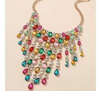 Shein 1 Unidad De Collar De Borla De Diamantes De Imitación En Forma De Gota De Agua De Nuevo Estilo De Moda Europea Y Americana, Collar De Diamantes Comple