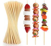 Shein 10/100/200 piezas Pinchos redondos de bambú natural, sin astillas, resistentes al calor para BBQ al aire libre, asar carne, mariscos, frutas, algodón