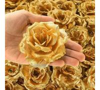 Shein 10/15/20/25/30 piezas Cabezas de flores de rosa artificiales - Cabezas de flores falsas realistas de 3.5 pulgadas, adecuadas para el Día de San Valent