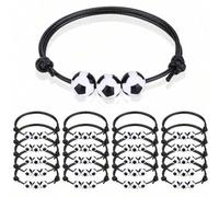 Shein 10/15/20 piezas Pulseras con temática de fútbol, recuerdos de fiesta deportiva, pulseras de cuentas ajustables de fútbol, adecuadas para hombres y muj